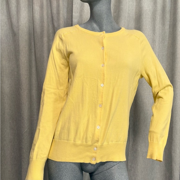 Lands' End Canvas Yellow Cardigan Sweater Vibrant Button Up Long Sleeve Fall - Picture 1 of 9